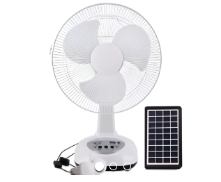 2 Ventiladores Recargables 12 + Panel + 2 Bombillos"