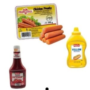 Combo hot dog ( Ketchup + Mostaza + Salchicha )